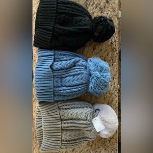 3 knit womens Pom Pom Beanie’s